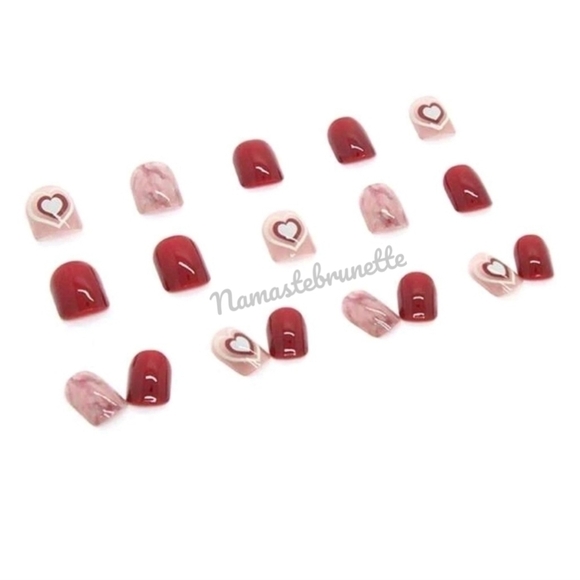 2/$16 Red Hearts Press On Nails - Picture 3 of 10